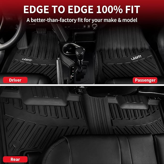 LASFIT Floor Mats for Toyota RAV4 2013-2018 (Not for Hybrid&Prime) All Weather Floor Liner for rav4 LE/XLE/SE/Limited TPE Custom Fit Mats for Toyota RAV 4 Car Mats Front&Rear 2 Row Mats,Black