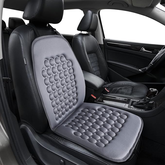 FREMONT AUTO Car Seat Cover Breathable Seat Protector- Made with Premium Polyester Fiber and Massage Magnet Bubble Cushion -Adjustable for Cars Truck SUV Vans, Airbag Compatible (Gray 1PC)