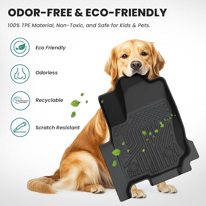 LASFIT Floor Mats for Toyota 4Runner 2025 2026 5 Seats(Not for Hybrid), All Weather TPE Custom Fit Floor Liner for 4Runner SR5/TRD/Limited 6th gen Front&Rear 4 Runner 2025-2026 Car Mats, Black