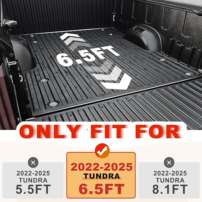 TripleAliners Truck Bed Mat Compatible with 2022 2023 2024 2025 2026 Toyota Tundra Accessories 6.5FT Vehicle Liner Perfectly Flush All Weather Protection TPE Heavy Duty Pickup Car Bed Cargo Mat