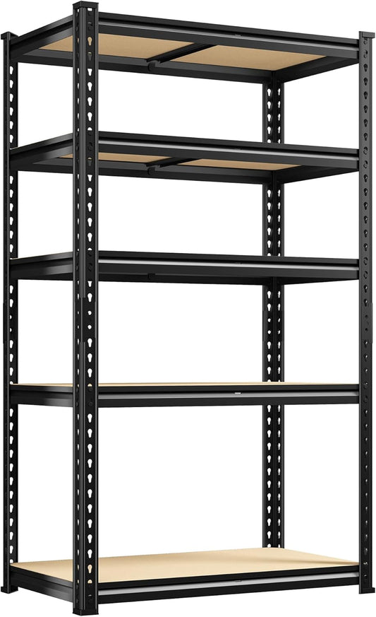 REIBII Storage Shelves 1600LBS Garage Shelving Heavy Duty Metal Shelving 5 Tier Garage Shelves Adjustable Metal Shelf for Kitchen Basement Pantry Warehouse 28.2" W x 11.8" D x 59.9" H