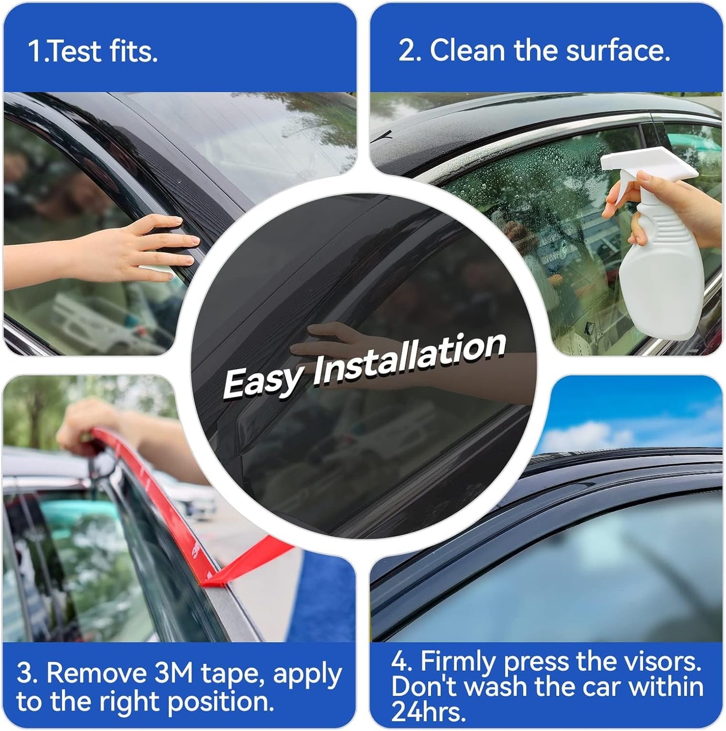 Window Visors Rain Guards for 2007 2008 2009 2010 2011 Toyota Camry, Out-Channel Window Vent Wind Deflectors Visors Shades for 07-11 Camry