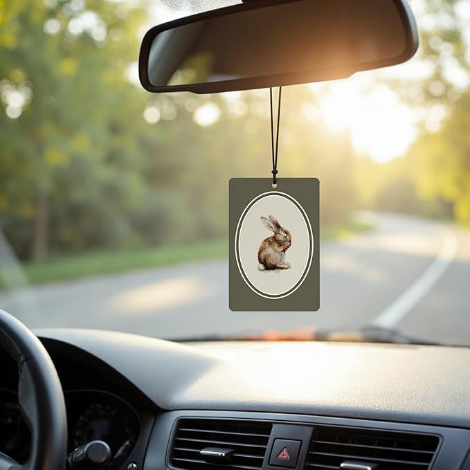 Vintage Farmhouse Animals Car Air Freshener 4 Pcs, Retro Rabbit Deer Duck Hanging Air Freshener for Cars Closet Drawer Books Office, Girly Car Accessories Mirror Decor for Women