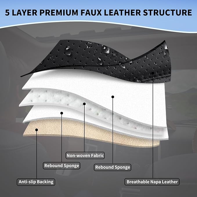 Leather Car Seat Covers Waterproof Front Seat Covers Breathable Seat Protectors Universal Fit for Most Automotive Cars SUV Van Trucks (Black,Front Pair)