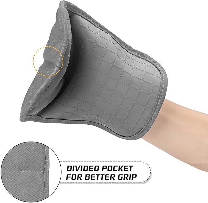 HOMWE Silicone Oven Mitts and Pot Holders for Kitchen & Baking - Set of 4 Heat-Resistant, Heavy-Duty Cooking Mittens w/Non-Slip, Textured Grip