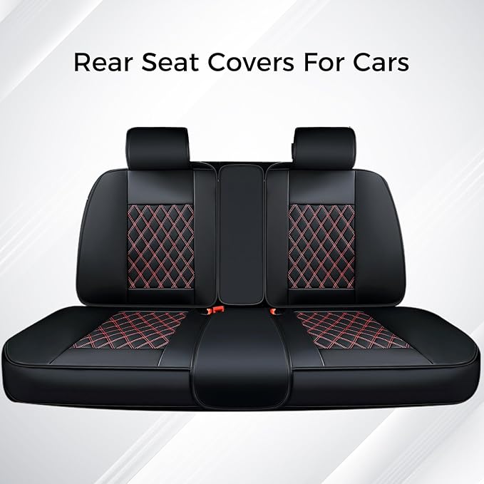 Huidasource Rear Seat Cover, Automotive Interior Car Back Seat Cover Protector Universal Fit for Most Cars Sedan SUV Pickup Truck, Back Seat Car Cover Fit for Altima Mazda Hyundai(Back Row/Black&Red)