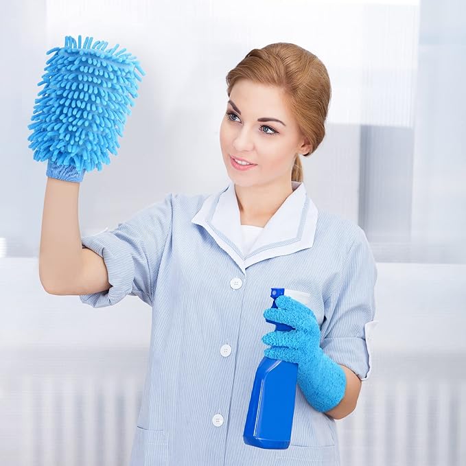 6 Pcs Microfiber Dusting Mitt Gloves Microfiber Washable Dusting Gloves Car Wash Mitt for Leaf Cleaning Plant