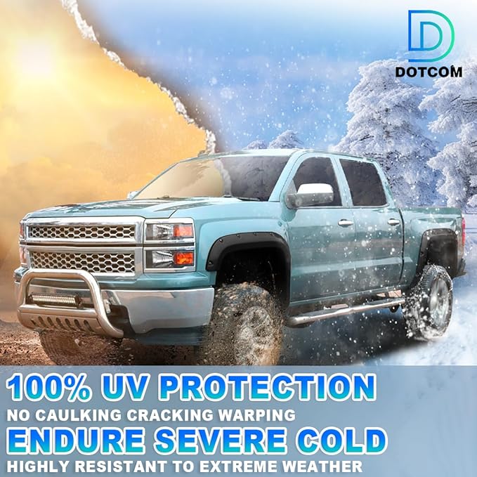 DOTCOM Fender Flares, Fit Toyota Tundra 2007-2013, Wheel Arch Cover Trim, Paintable Matte Pocket, Textured Riveted Style 4PCS