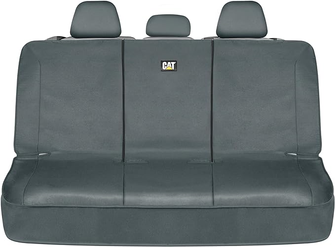 CAT Flexfit™ Gray Rear Seat Cover for Car, SUV, & Truck - Durable Canvas Material Back Car Seat Covers 60/40 Split Bench Protector - Back Seat Cover & Back Seat Protector Interior Accessories