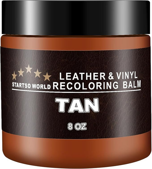 STARTSO WORLD Leather Recoloring Balm, Tan Leather Repair Kit for Furniture, Leather Dye, Leather Color Restorer for Couches, Leather Couch Paint | Repair, Restore Faded & Scratched Leather