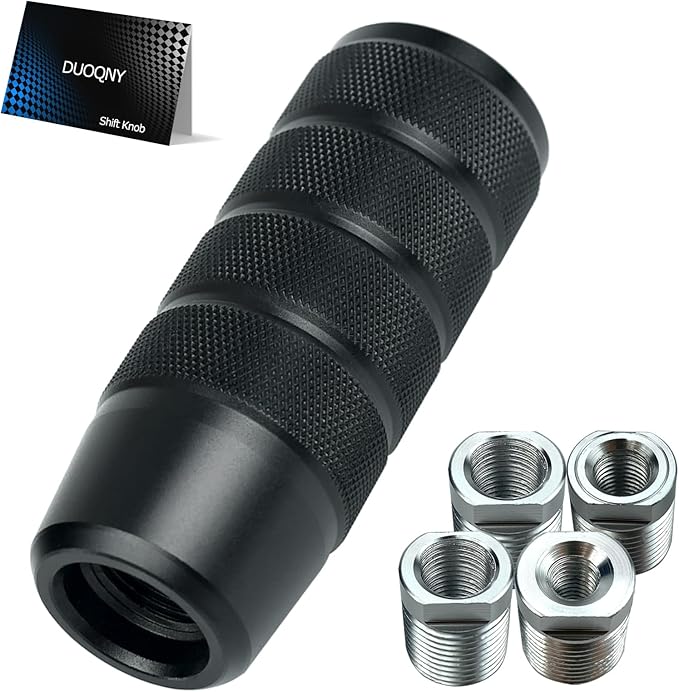 3.78" Weighted Shift Knob with 4 Alloy Adapters, Aluminum Alloy Gear Shifter Knobs Perfect for 4, 5, 6-Speed Manual and Automatic Cars, Universal Fit Most Vehicle (Black)