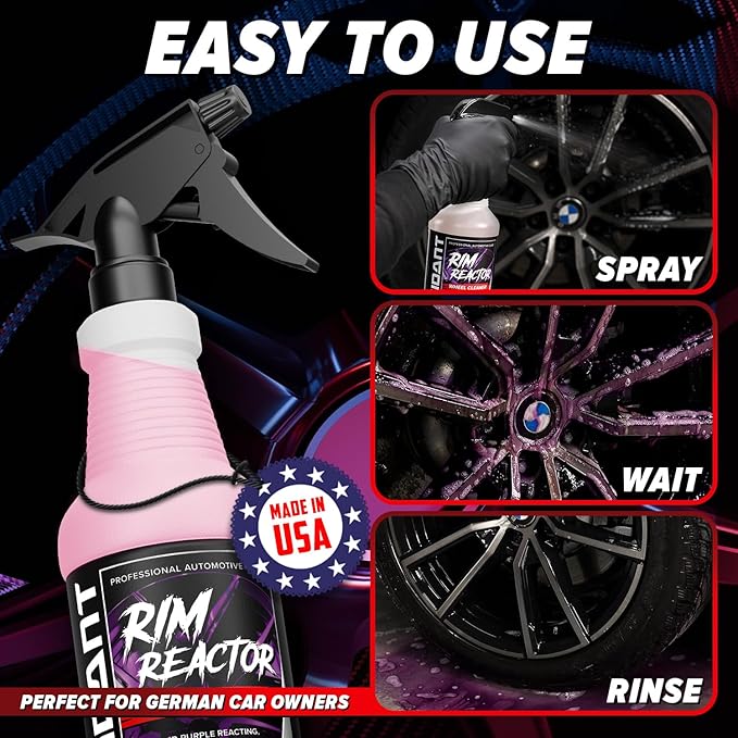 Carfidant Rim Reactor Wheel Cleaner Spray – Safe for BMW, Mercedes, Audi, VW & Porsche – Removes Brake Dust & Grime – Dilutable, pH Neutral, Non-Acidic – 32 fl oz