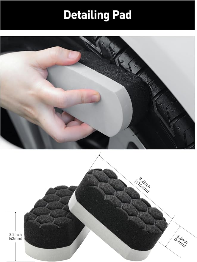 Fantasticlean 6PCS Car Wheel Cleaning Pro Kit, Tire Brush, Soft-bristled Rim Brush, Microfiber Bendable Brush, Double-Ended Detailing Brush, and Detailing Pads, Scratch-Free & Multipurpose