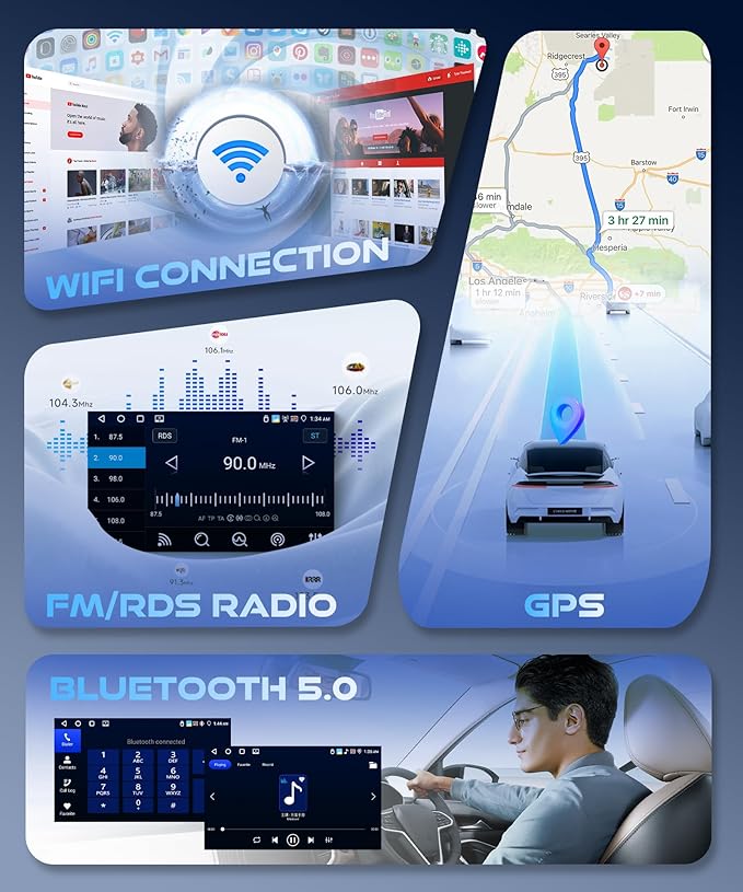 2 DIN Car Stereo Wireless CarPlay Android Auto, 7-INCH IPS Touch Screen Head Unit Android System [4+64GB] Double Din Car Radio BT5.0, WiFi, EQ, USB-C Backup Camera