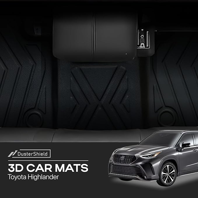 Compatible with Toyota Highlander 2020-2024 2025 (7 Seats) – Heavy Duty 3-Row All-Weather Protection, Waterproof TPE Car Floor Mats Full Set