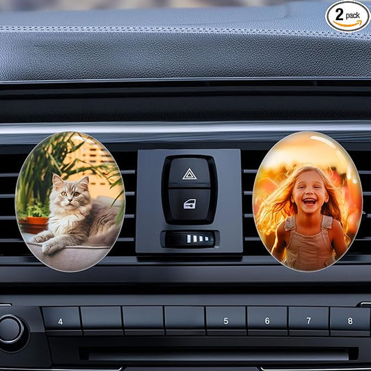 Personalized Car Air Vent Clip Pack of 2 with Your Photo and Text,Custom Different Scents Car Air Vent Clip,Interior Decoration,Decorative Accessories