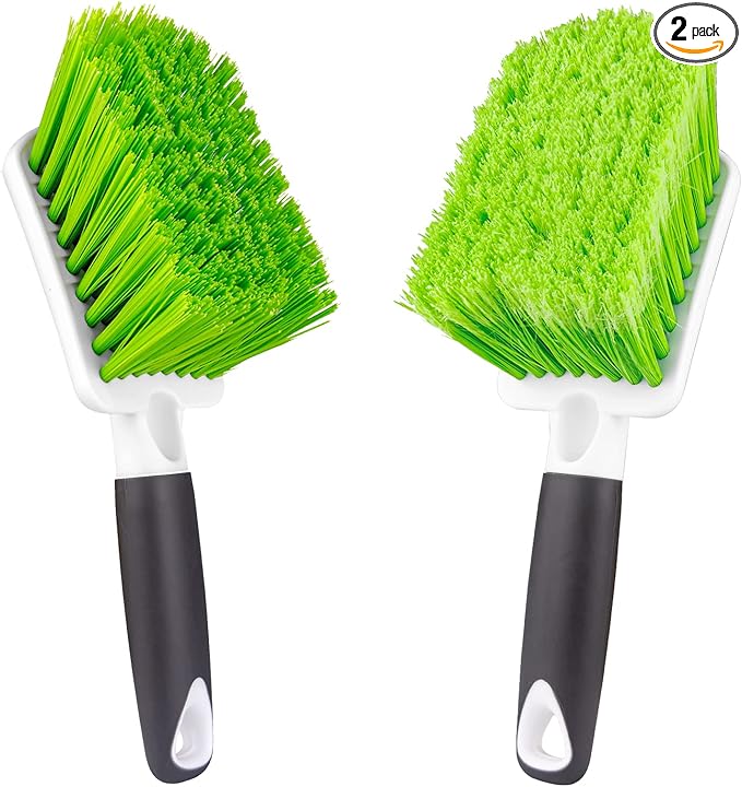 ITTAHO 2 Pack Car Wash Brush, Tire Brush for Cleaning Tires, Soft & Stiff Bristle Wheel Cleaner, Car Cleaning Supplies for Wheels, Rims, Carpet, Truck, SUV, Moto, RV, Motorcycle