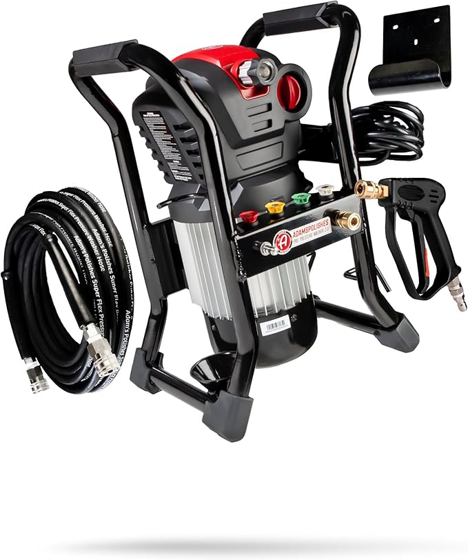 Adam's Pro Series Electric Pressure Washer 2.0 - Professional Powerful Detailing Car Washing Pressure Sprayer That Includes Snub Nose, Wall Mount & Pressure Washer Tips | 1200 PSI & 1.76 Operating GPM