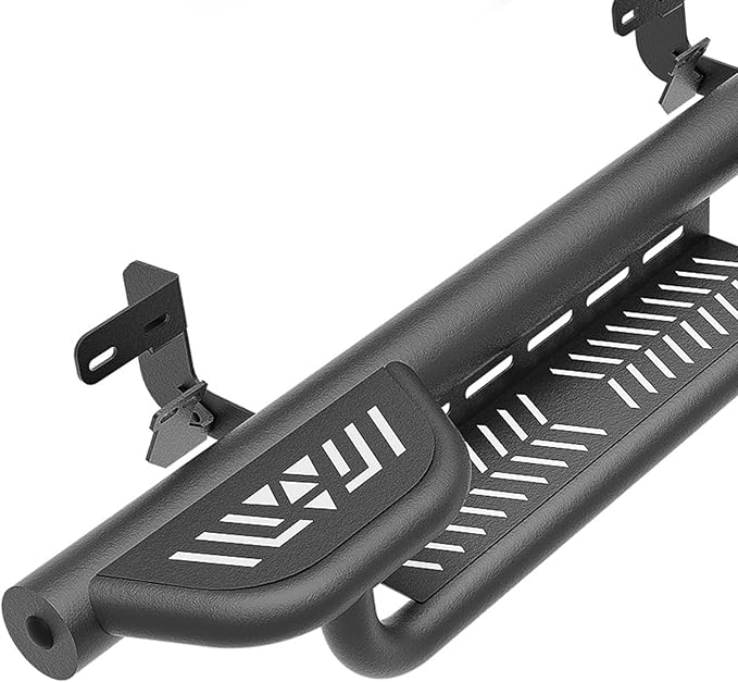CrewCab Three Raised Steps Running Boards Compatible with 2009-2018 Dodge Ram 1500, 2019-2024 1500 Classic, 2010-2025 Ram 2500 & 3500 CrewCab Side Steps, Bolt-on Nerf Bar, Black