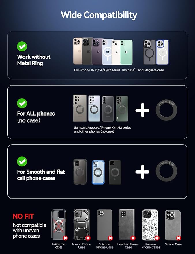 JOYROOM Magsafe Car Mount, Vacuum Car Phone Mount with Strong Magnetic, 360° Metal Strut Suction Cup Phone Mount for iPhone 17 Pro Max/16 15 14 13 12 Series& Android Magsafe Case, White