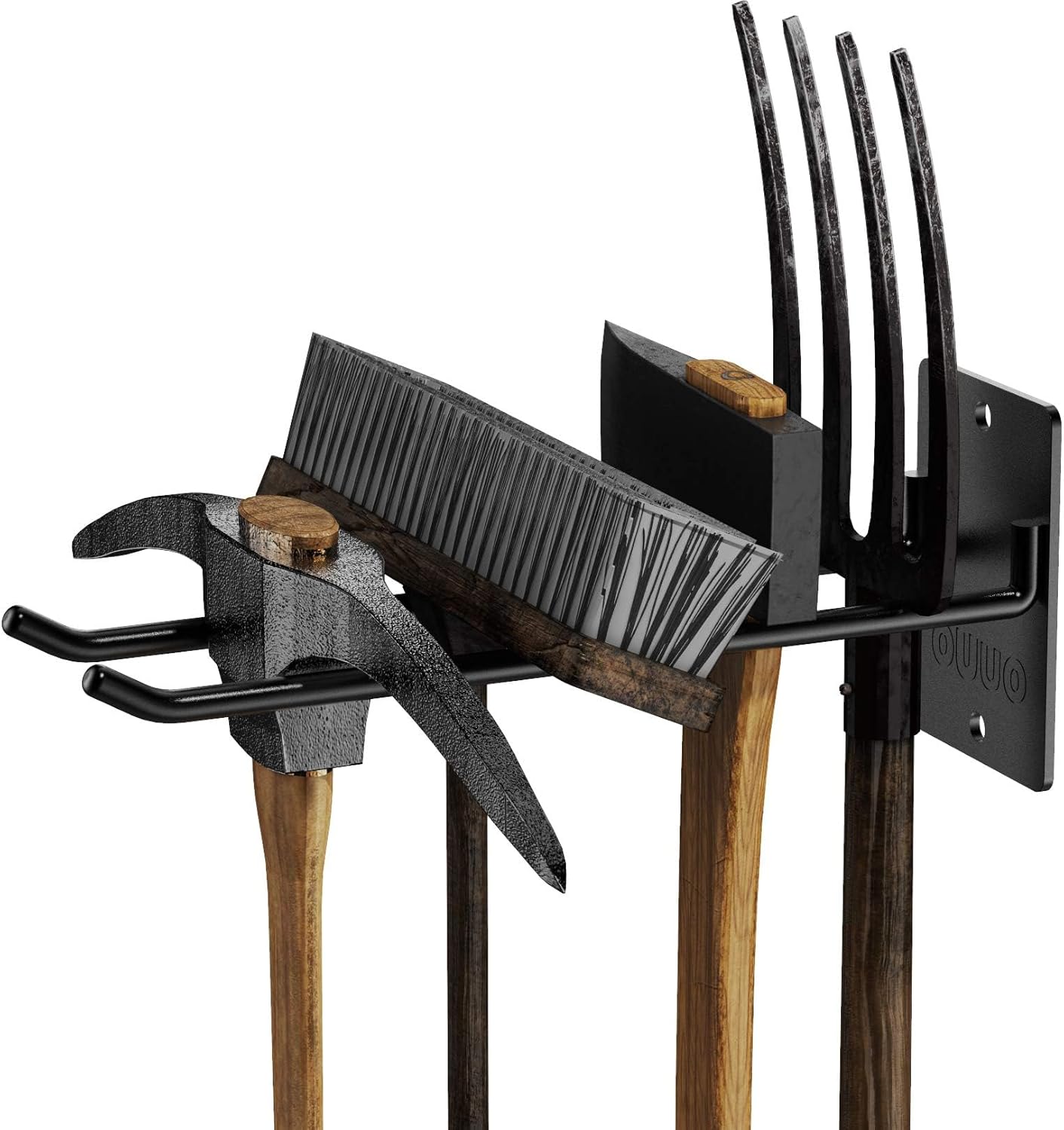 4 Pack Garage Storage Organizer for Tool Organization Heavy-Duty Solid Steel Wall Hanger for Garden Tools - Shovel Holder, Rake Broom Yard Wall Mount Hooks - Overhead Garage Storage Rack