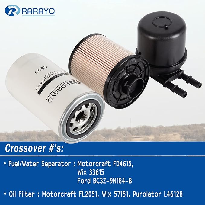 Fuel Filter Element FD-4615 + Oil Filter FL2051S Compatible with 2011-2016 Ford F-250 Super Dury F-350 F450 F550 6.7 Powerstroke