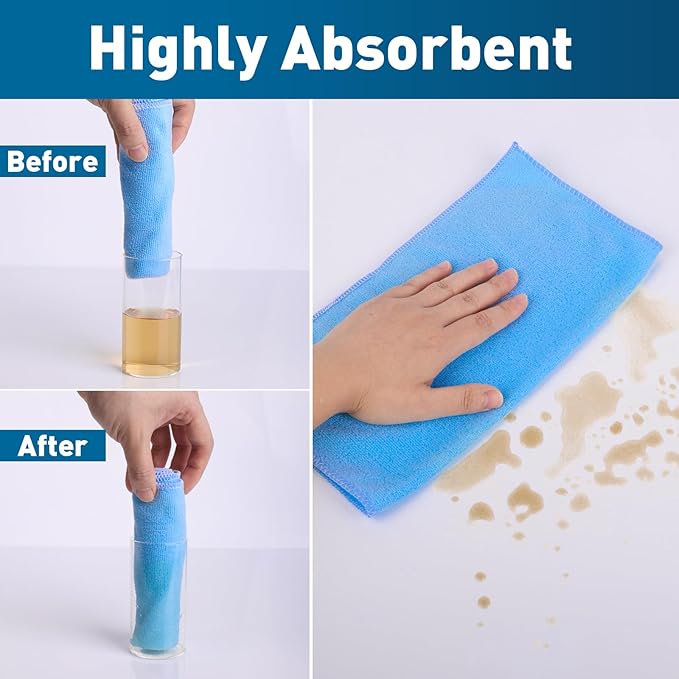 Microfiber Towels Bulk-400 Pack, Cleaning Cloths, Microfiber Towels for Cars, Cleaning Rags Blue (12x12 inches)