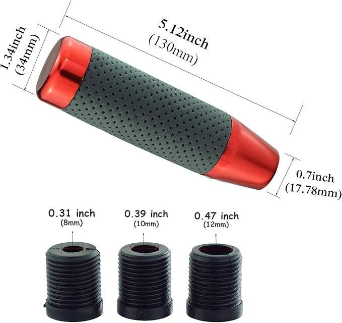 Abfer Weighted Shift Knob Leather Car Gear Stick Shifter Handle Adapter Short Shifting Lever Knobs for Most Vehicle Trucks, Red