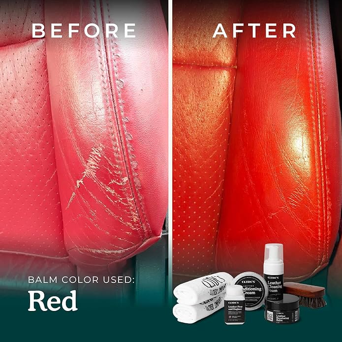Clyde's™ 4-Step Leather Recoloring Kit | Includes Brush and Lint-Free Towels | Cleans, Restores, and Protects Your Leather