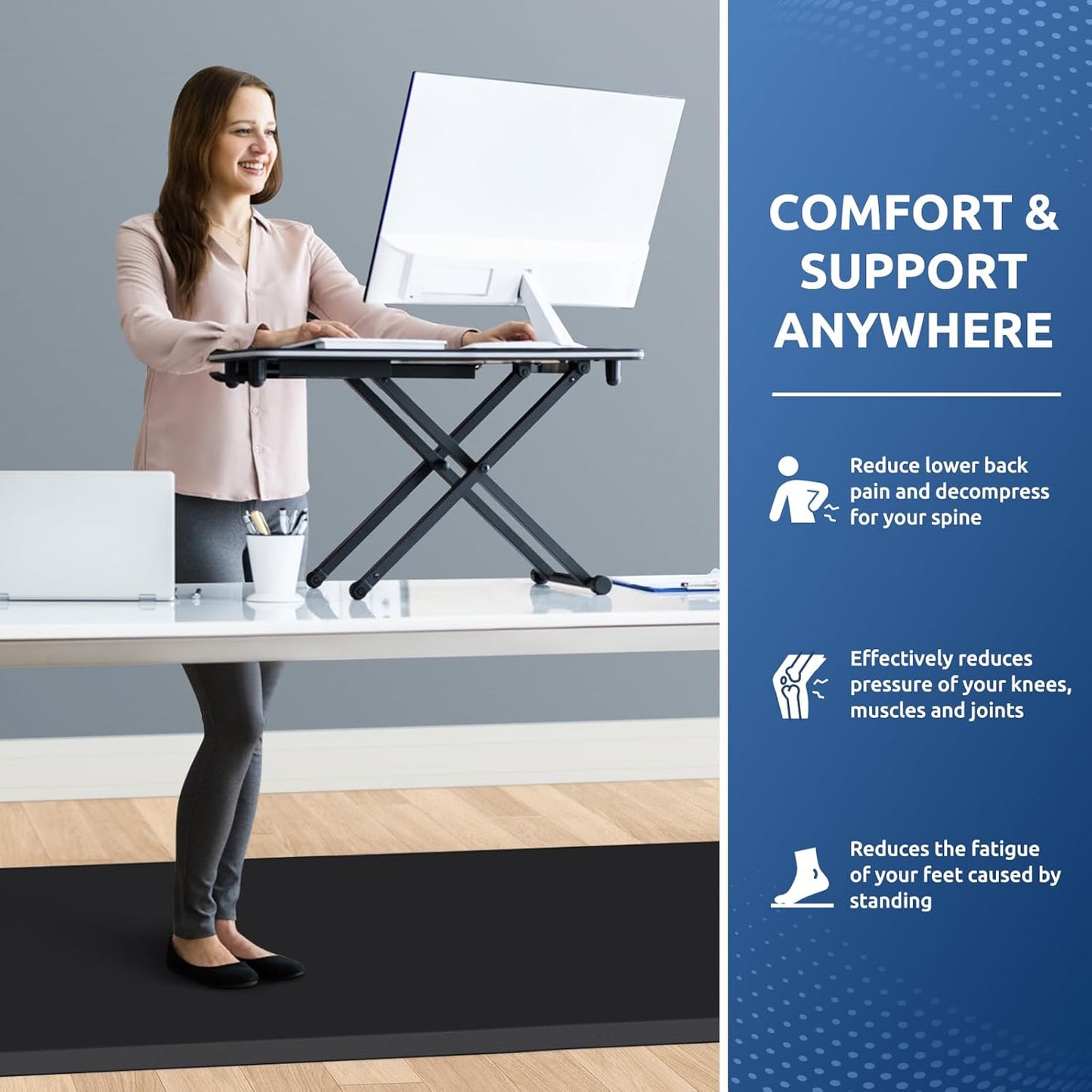 KitchenClouds Kitchen Mat Cushioned Anti Fatigue Rug 30"x108" Waterproof, Non Slip, Standing and Comfort Desk/Floor Mats for House Sink Office (Black,0.8inch)