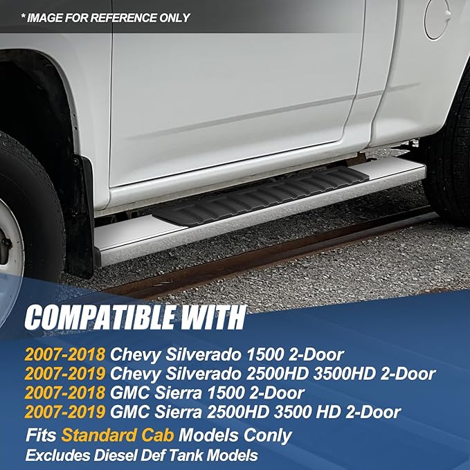 Auto Dynasty 6.75 Inches Running Boards Compatible with 2007-2019 Silverado Sierra 1500 2500HD 3500HD Regular Cab, Stainless Steel Chrome Polished Side Steps Nerf Bars