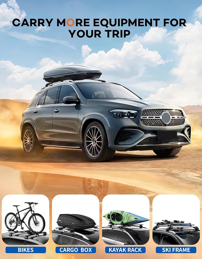 Roof Rack Cross Bars 220lbs Compatible with Mercedes Benz GLE 2015-2025 with Raised Side Rails, Heavy Duty Aluminum Lockable Roof Rails Crossbars Cargo (Not for Panoramic sunroof)