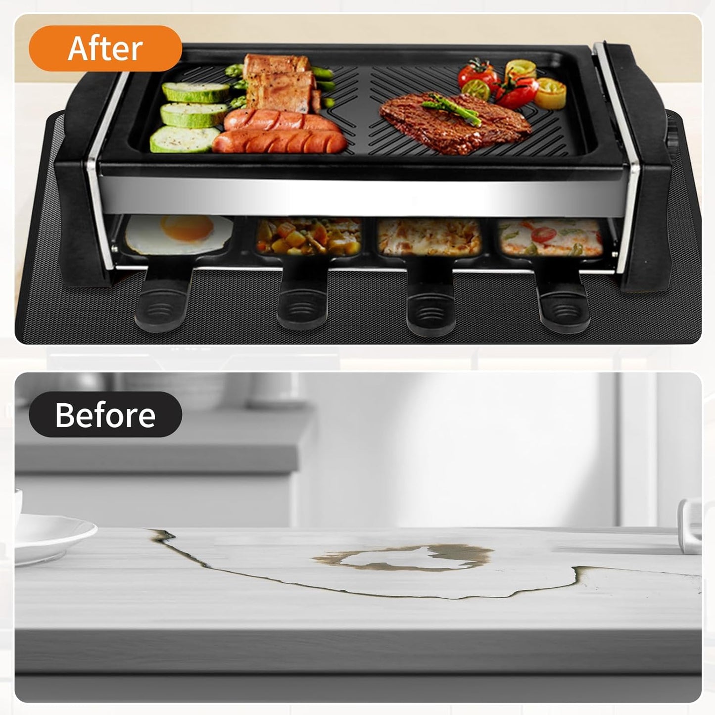 Heat Resistant Grill Mat, 15 x 18 inches Double-sided fireproof and waterproof BBQ protection mat Multi-Purpose for Grills Pizza Ovens Smokers Black