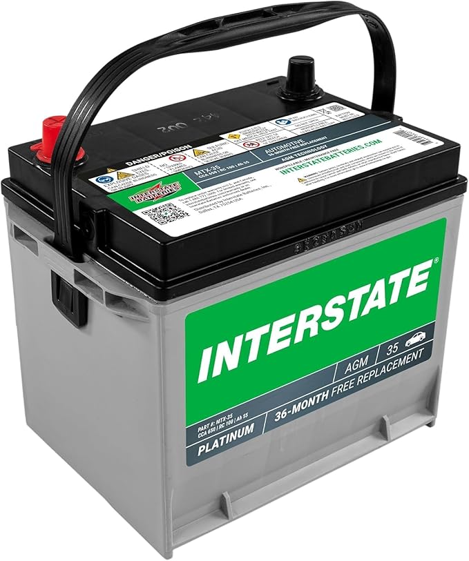 Interstate Batteries Automotive Battery 12V 55Ah (Group Size 35) 650CCA SLI AGM Auto Battery Replacement for Cars, SUVs, Sedans, Trucks (MTX-35)