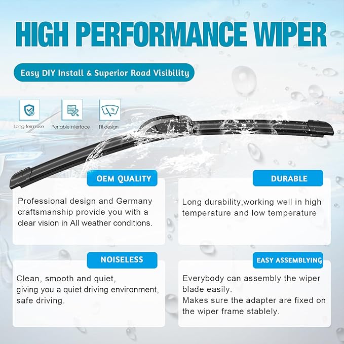 VTOGOI Windshield Wipers Replacement for Kia Sportage 2017-2022 Front Rear Wiper Blades and Rear Windshield Wiper Arm Set for My Car (Pack of 4)