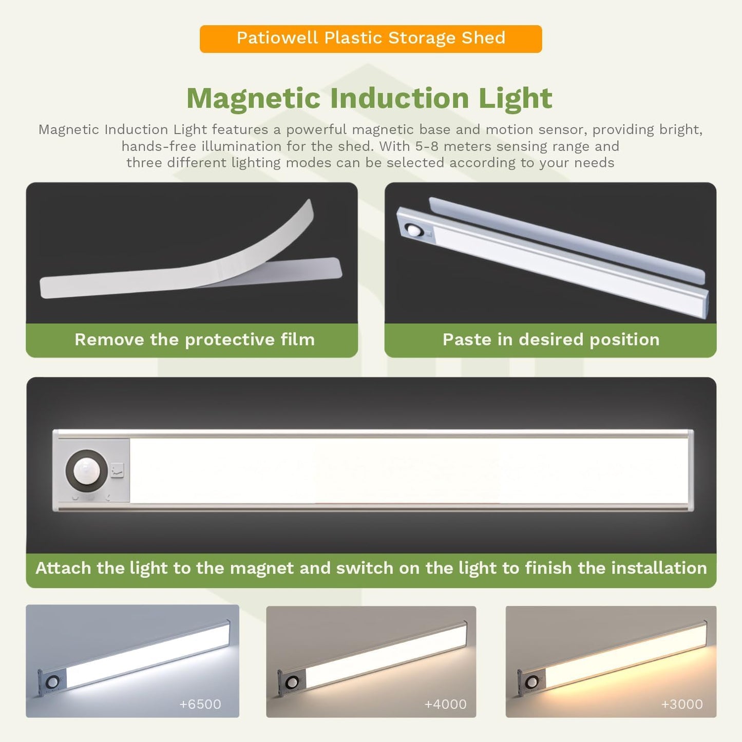 Patiowell 8 x 12 FT Resin Outdoor Storage Shed with Floor, Large Shed with Light and Lockable Door for Garden, Backyard, Tool Storage Use, Easy to Install in Beige (Kick-it Shed)