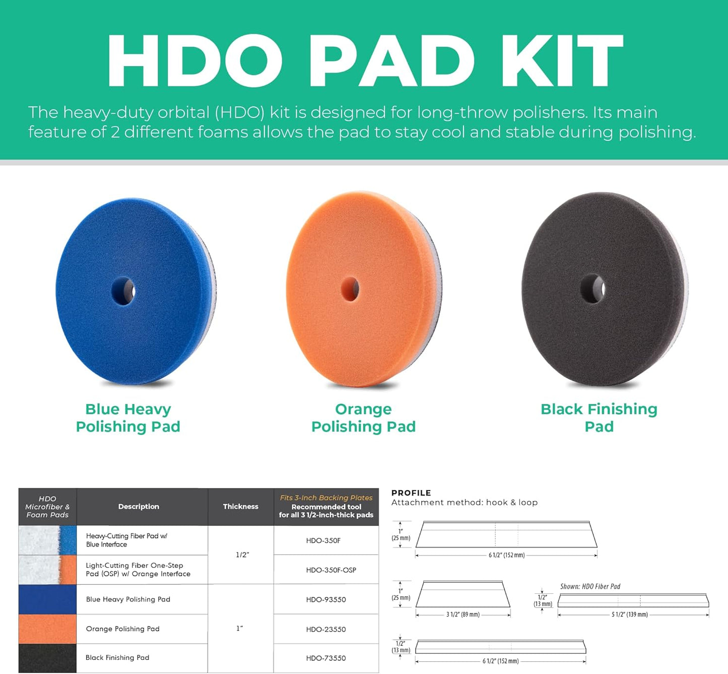 Lake Country 3.5" HDO Orange Foam Polishing Pad (2-Pack) – Premium Heavy Duty Orbital Polishing Pad for Painted Surfaces – Fits 3" Backing Plate