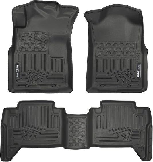 Husky Liners Weatherbeater Floor Mats | Fits 2005 - 2015 Toyota Tacoma Double Cab (Footwell Coverage) | Front & 2nd Row, 3-pc Black - 98951