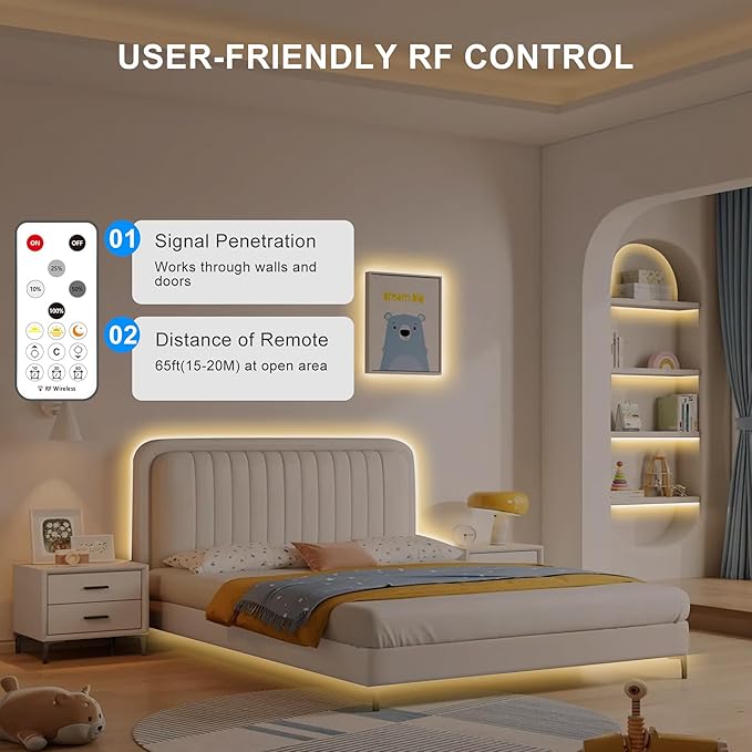 16.4ft COB Led Strip Light with Remote, 2700K Dimmable Bright Warm White Led COB Strip Light, White Led Strip Light for Mirror, Stair, Cabinet, Room