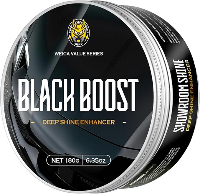 Black Car Wax Paste with Carnauba - Cera para Autos, Swirl Mark Minimizer & Gloss Enhancer for Dark Vehicles, Safe on Clear Coat, 180g Kit w/Applicator Sponge & Microfiber Towel