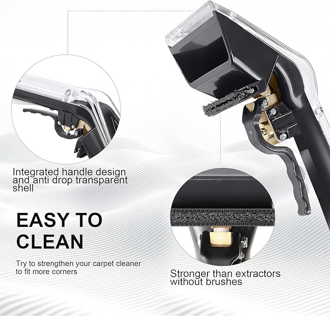 Upholstery Tool Compatible with Mytee 8400P Air Lite,1-1/2 Inches Interface,1/4” Quick Connect,Add Cleaning Brushes,Anti Fall Transparent Shell,Clean Carpets,Car Upholstery,Upholstery Tool