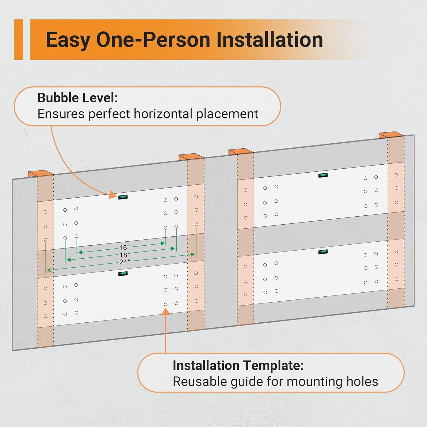 1x6 ft Garage Shelving, 2-Pack Wall-Mounted Shelves for Garage, Kitchen, Pantry Storage, 600 lbs Total Load Capacity Shelving, Black