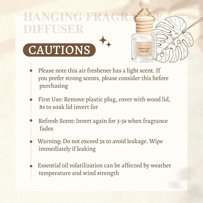 AROIC Car Air Freshener for Women, 6 Pack Air Freshener Diffuser, Hanging Air Fragrance Essential Oil Diffuser, Car Scents Accessories Cute Car Interior Decor Unisex (Light Fragrance)