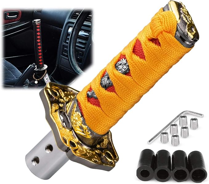 EZAUTO WRAP 10cm Orange Red Shift Knob Samurai Sword Alloy Katana with Adapter Universal