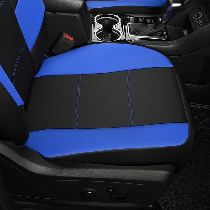GIANT PANDA Front Car Seat Cover for Jeep Wrangler JK (2007-2018),Leather Bucket Seat Covers Jeep Accessories Custom Fit (Blue 2-Pack)