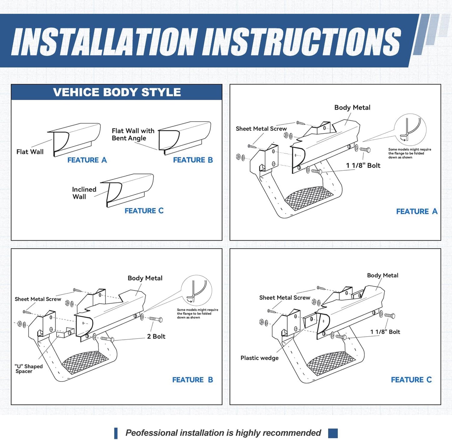 Auto Dynasty 1 Inches Universal Side Step with Mounting Brackets for Pickups & Trucks, Aluminum, Silver Powder Coated, Set of 2