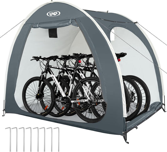 UNP Bike Storage Shed Tent, Portable Outdoor Bike Storage Tent with 210D Oxford Thick PU4000 Waterproof for 1/2/3/4 Bikes, Bike Covers Storage Shed Tent for Bicycles, Lawn Mower, Garden Tools