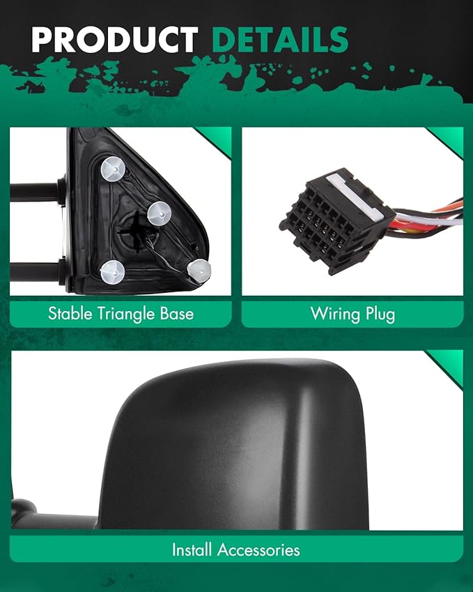 SCITOO Towing Mirrors for 2014-2017 for Chevy Silverado for GMC Sierra 1500 2015-2016 for Silverado for Sierra 2500HD 3500HD with Power Control Heated Manual Telescoping and Folding Feature