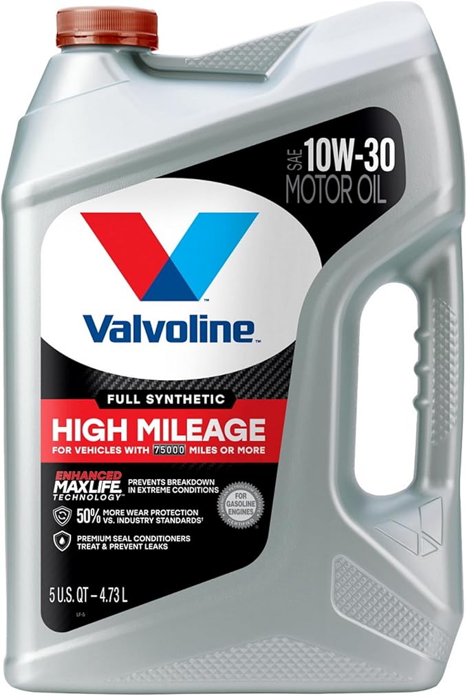 Valvoline Full Synthetic High Mileage with MaxLife Technology SAE 10W-30 Motor Oil 5 QT, Case of 3