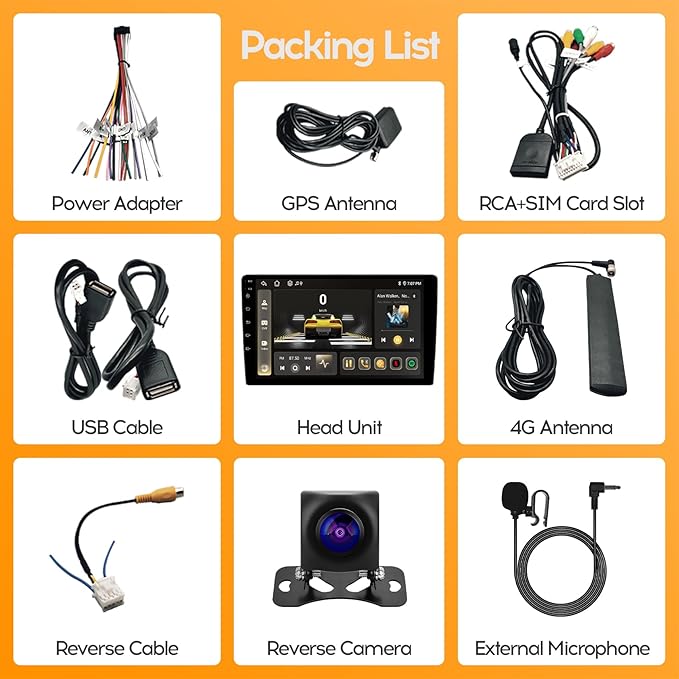 10'' 8Core 4+64GB QLED Full Touch Android Double Din Car Stereo Radio Audio Video Player with Apple CarPlay Android Auto 4G&WiFi DSP FM&AM BT MirrorLink Split Screen PIP GPS Navigation